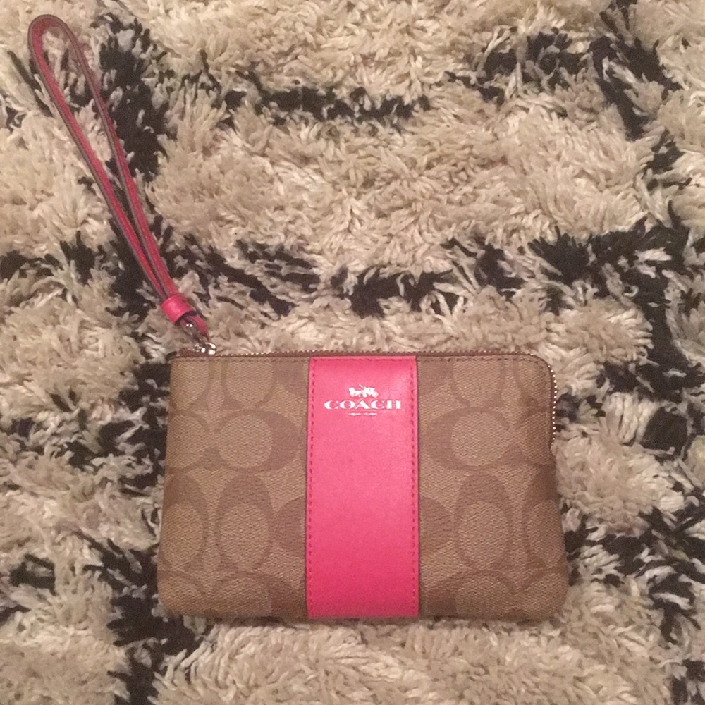Coach Wristlet - Pink & Khaki